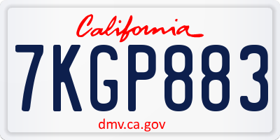 CA license plate 7KGP883