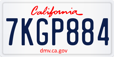 CA license plate 7KGP884