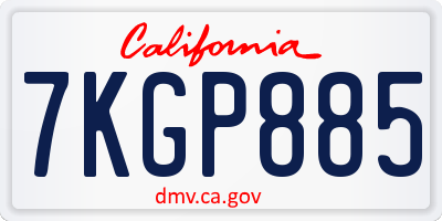 CA license plate 7KGP885