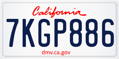 CA license plate 7KGP886
