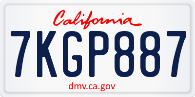 CA license plate 7KGP887