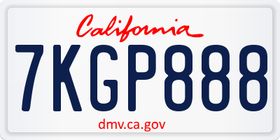 CA license plate 7KGP888