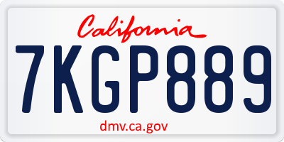CA license plate 7KGP889