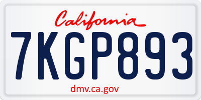 CA license plate 7KGP893