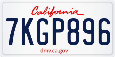 CA license plate 7KGP896