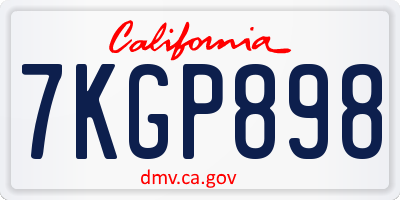 CA license plate 7KGP898