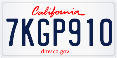 CA license plate 7KGP910