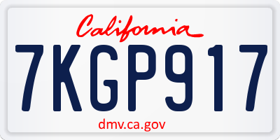 CA license plate 7KGP917