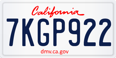 CA license plate 7KGP922