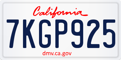 CA license plate 7KGP925