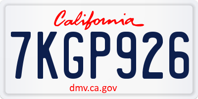 CA license plate 7KGP926