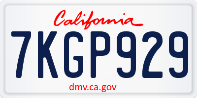 CA license plate 7KGP929