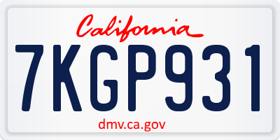 CA license plate 7KGP931
