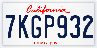 CA license plate 7KGP932