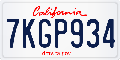 CA license plate 7KGP934