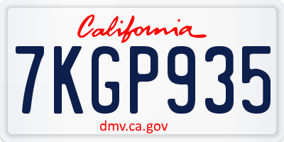 CA license plate 7KGP935