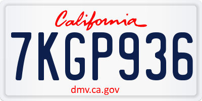 CA license plate 7KGP936