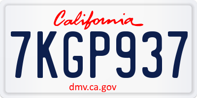 CA license plate 7KGP937