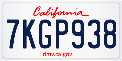 CA license plate 7KGP938