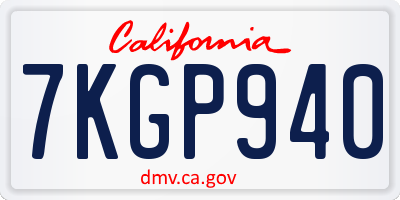 CA license plate 7KGP940
