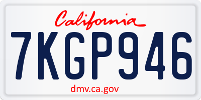 CA license plate 7KGP946