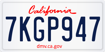 CA license plate 7KGP947