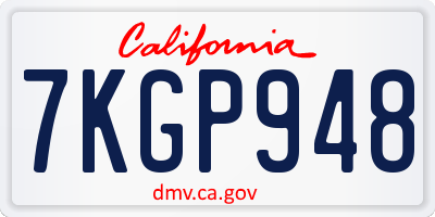 CA license plate 7KGP948