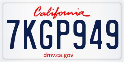 CA license plate 7KGP949