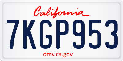 CA license plate 7KGP953