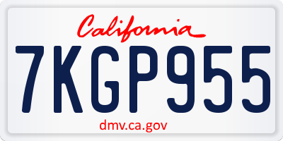 CA license plate 7KGP955