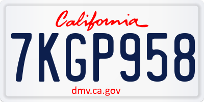 CA license plate 7KGP958