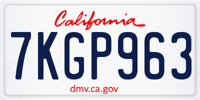 CA license plate 7KGP963