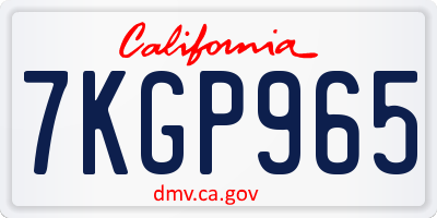 CA license plate 7KGP965