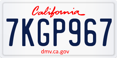 CA license plate 7KGP967