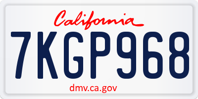 CA license plate 7KGP968