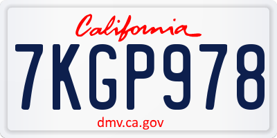 CA license plate 7KGP978