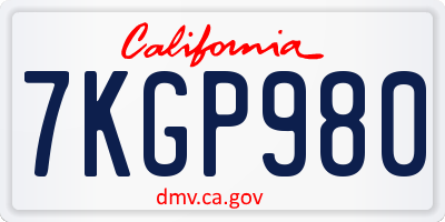 CA license plate 7KGP980
