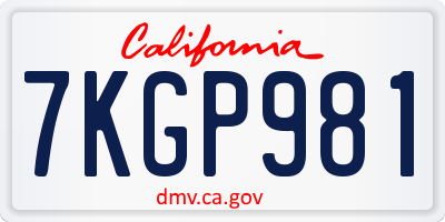 CA license plate 7KGP981