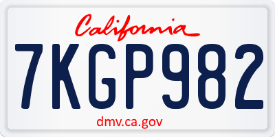 CA license plate 7KGP982
