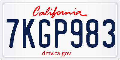 CA license plate 7KGP983