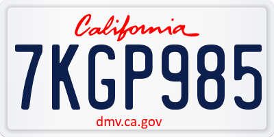 CA license plate 7KGP985