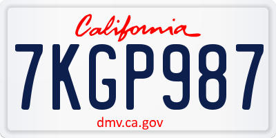 CA license plate 7KGP987