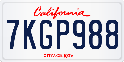 CA license plate 7KGP988