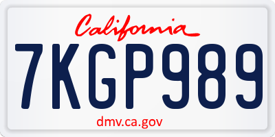 CA license plate 7KGP989
