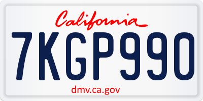CA license plate 7KGP990