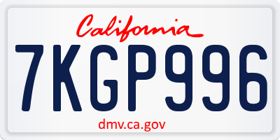 CA license plate 7KGP996