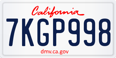 CA license plate 7KGP998