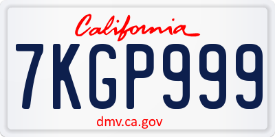 CA license plate 7KGP999