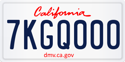 CA license plate 7KGQ000