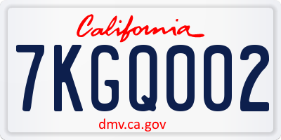 CA license plate 7KGQ002